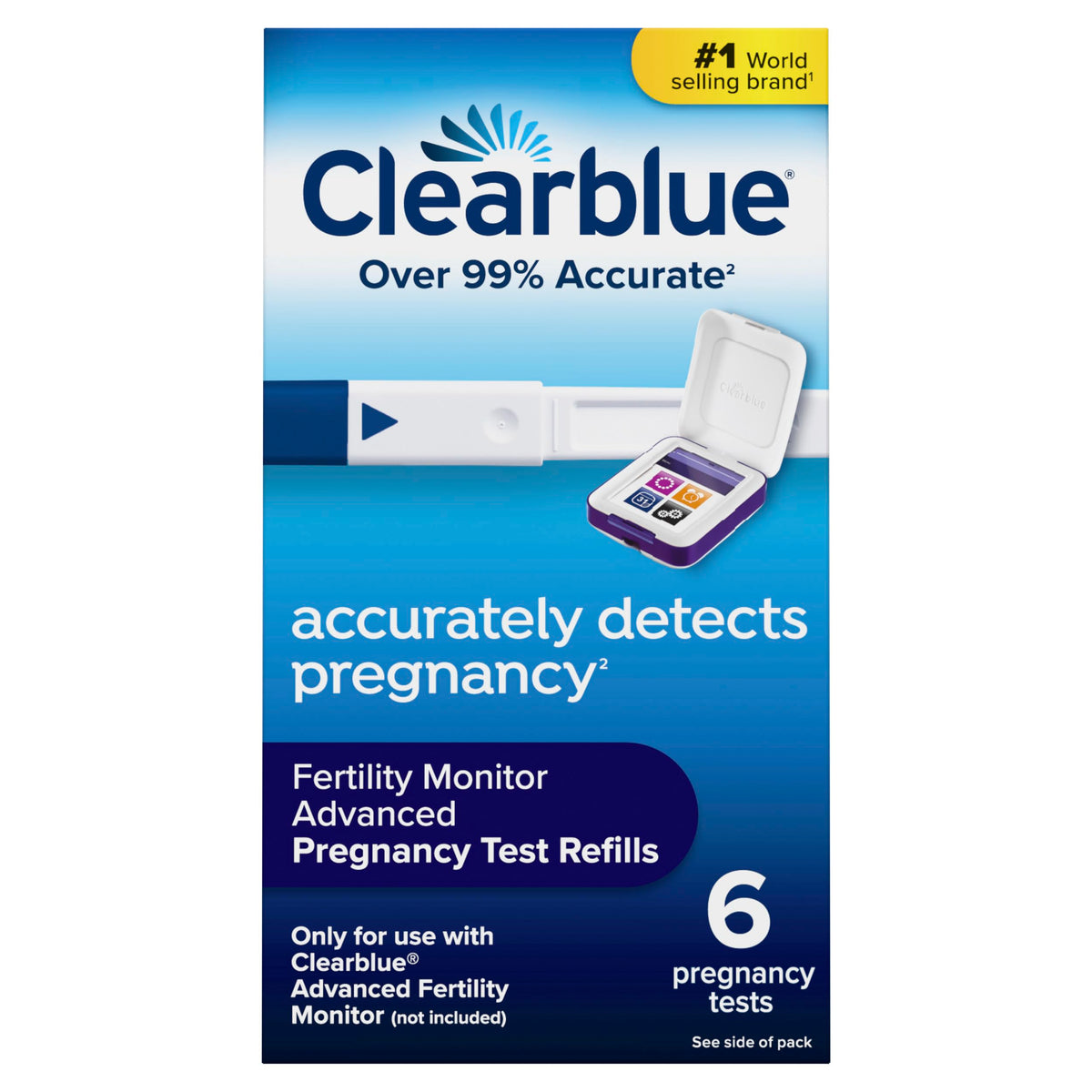 Clearblue Fertility Pregnancy Test Sticks, for use with Advanced Fertility Monitor, 6 Tests