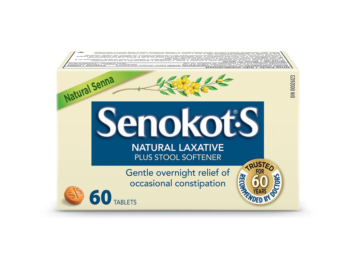 Senokot Natural Senna Laxative Plus Stool Softener, 60 Count