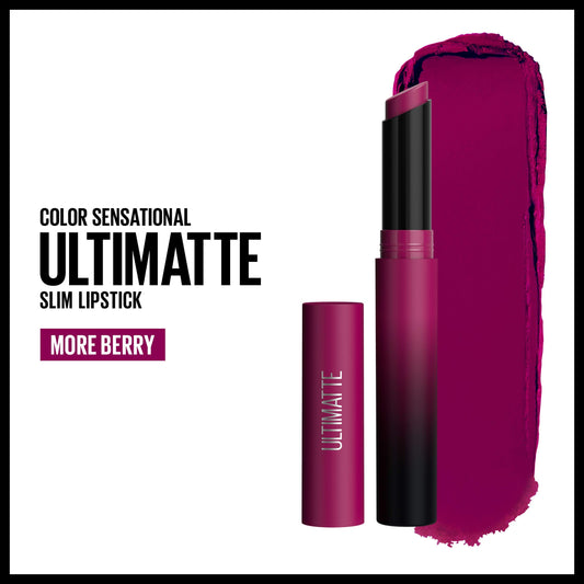 Maybelline New York Color Sensational Ultimatte Lipstick Lightweight Comfortable Lip Color Intense Color Pigment Soft Powder Matte Slim Lipstick 0.06 oz., 099 MORE BERRY, 1 Ounce