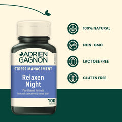 Adrien Gagnon - Relaxen Night Sleep Aid with Valerian Root, Passionflower, and Hops, Natural Calm Sleep and Relaxation, 100 Capsules