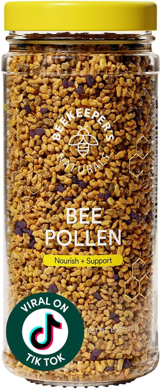 BEEKEEPER'S NATURALS Bee Pollen - 100% Raw Wildflower Bee Pollen, Natural Preserved Enzymes, Source of Vitamin B, Minerals, Amino Acids & Protein - Paleo & Keto Friendly, Gluten Free (5.2 oz)