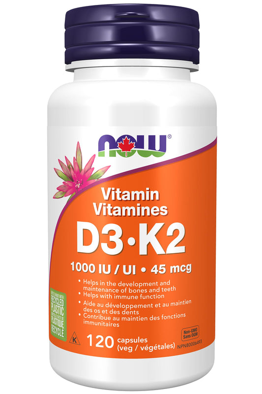 Now Foods Vit D-3 1,000 IU & K2 45mcg 120vcap