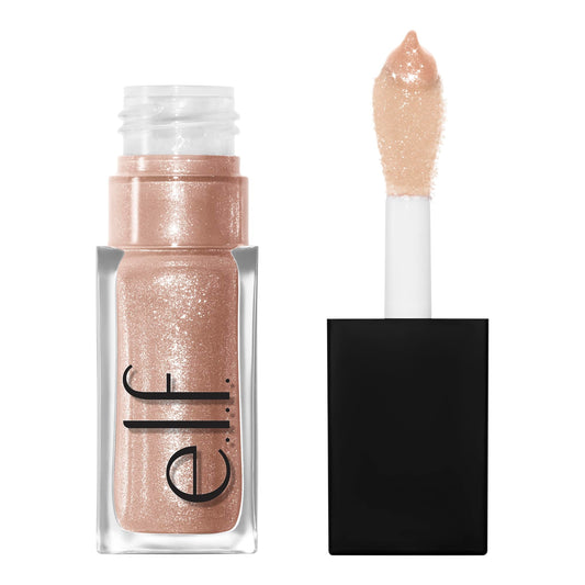 e.l.f. Glow Reviver Lip Oil, Nourishing and Hydrating with High-Shine Glimmer Finish & Sheer Wash Of Color, Minty Scent, Non-Sticky, Vegan & Cruelty-free, Crystal Baller