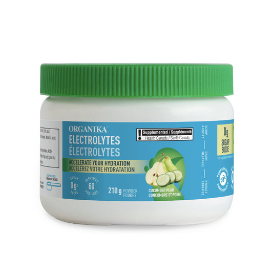 Organika Electrolytes Powder - Cucumber Pear - Sugar-Free Hydration and Electrolyte Replenishment with Prebiotics and Vitamin C - 210g - 60 servings