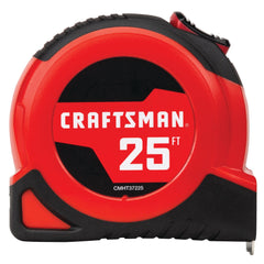 CRAFTSMAN Tape Measure with Fractions, 25-Foot, Self-Locking, Imperial Measurement (CMHT37225S)