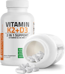 Bronson Vitamin K2 (MK7) with D3 Supplement Non-GMO Formula 5000 IU Vitamin D3 & 90 mcg Vitamin K2 MK-7 Easy to Swallow Vitamin D & K Complex, 120 Capsules.