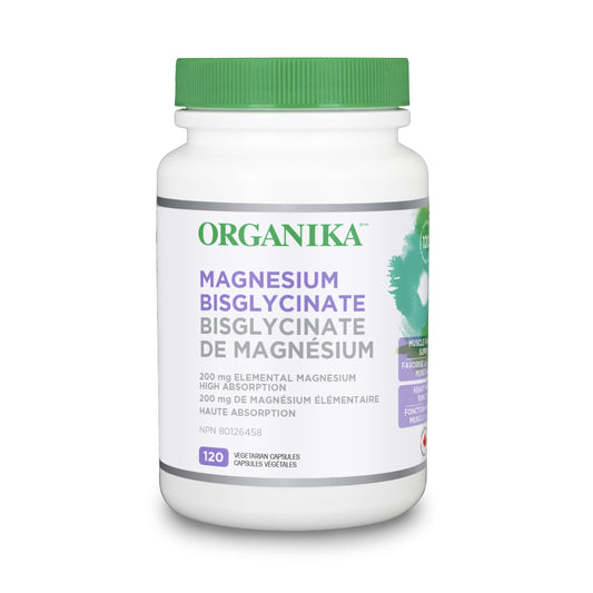 Organika Magnesium Bisglycinate - 200mg, High Absorption, Muscle Recovery, Heart Support, 120vcaps