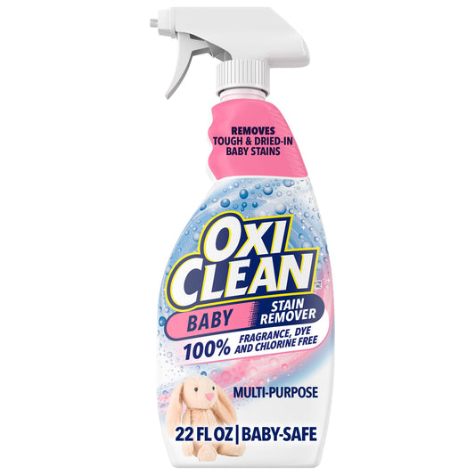 OxiClean All-Purpose Baby Enzyme Stain Remover Spray for Cloth Diapers, Bedding, Blankets, and Upholstery - Colour Safe, Chlorine Bleach Free, Fragrance Free, 651 ml