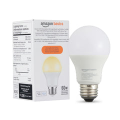 Amazon Basics Smart A19 Dimmable LED Light Bulb, Soft White, 2.4GHz WiFi, 9W (60W Equivalent), Works with Alexa Only, 1pk