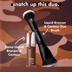 e.l.f. Liquid Bronzer & Contour Duo Brush, Silky Highly Pigmented Formula with Dual-ended Makeup Brush, Synthetic Bristles, 100% Vegan and Cruelty-Free