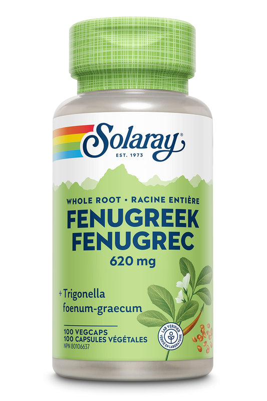 SOLARAY – Fenugreek Seed, 620mg | Healthy Blood Glucose & Digestion | Trigonella Foenum-Graecum, Whole Root| Dietary Supplement | Vegan, Lab Verified | 100 Vegetarian Capsules