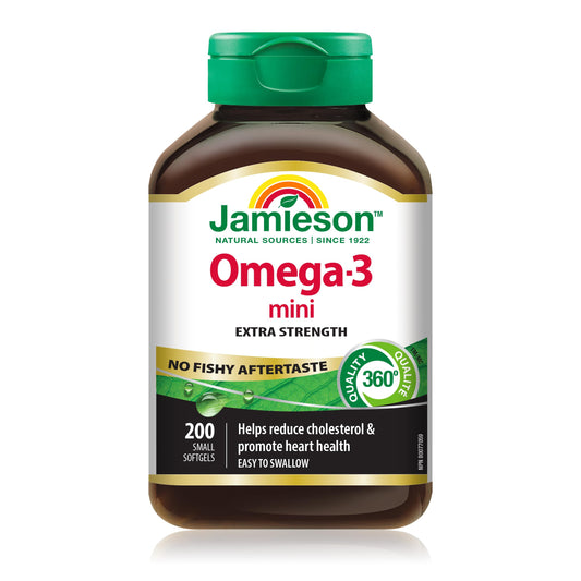 Jamieson No Fishy Aftertaste Extra Strength Omega-3 Mini, 200 Count