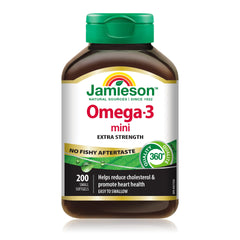 Jamieson Omega-3 Mini Softgels, No Fishy Aftertaste, Improves Heart Health, and Supports Brain Health. EPA and DHA, No Burpback, Easy to Swallow, 200 Count