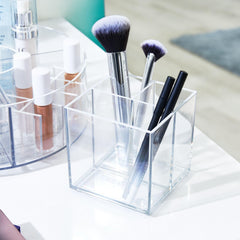 iDesign Signature Series by Sarah Tanno Divided Brush and Pencil Cosmetic Organizer Cube, Smoke/Matte Black