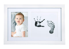 Little Pear Baby Handprint & Footprint Frame, Gender-Neutral Baby Prints Frame, Baby Girl or Baby Boy Prints Picture Frame, White