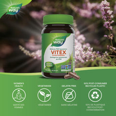 Nature's Way Vitex Chasteberry – Herbal Supplement To Help Relieve PMS Symptoms, Normalize Hormones And Stabilize Menstrual Cycle Irregularities – Non-GMO - 100 Vegetarian Capsules