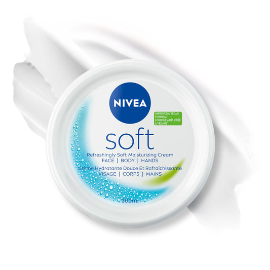 NIVEA Soft All-Purpose Moisturizing Cream, Face, Hand and Body Cream, Non-Greasy, Lightweight Moisturizer Provides 48-Hour Hydration for All Skin Types, 300mL