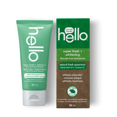 Hello Vegan Fluoride-Free Toothpaste, Moisturizing Hemp Seed Oil + Coconut Oil, Super Fresh Family Farmed Spearmint, Naturally Whitening Toothpaste, Helps Remove Plaque , 82ml