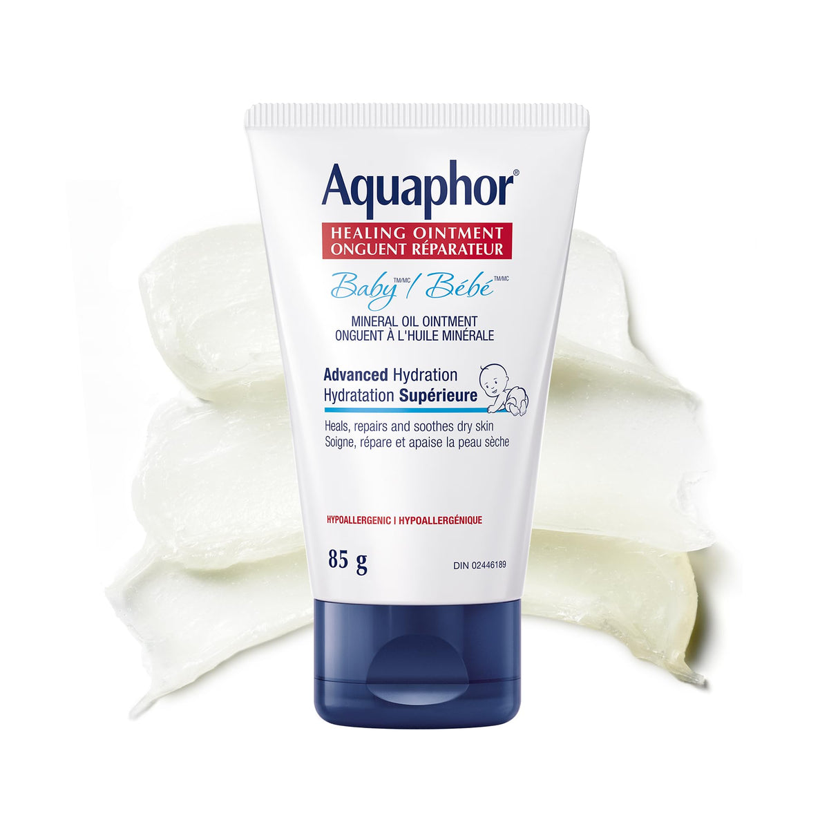 Aquaphor Baby Healing Ointment for Baby's Sensitive Skin, Multipurpose Ointment Helps Prevent Diaper Rash, Fragrance Free, Non Greasy Healing Ointment, Recommended by U.S. Pediatricians, 85g