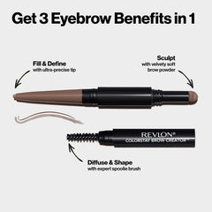 Revlon Eyebrow Pencil & Powder, ColorStay Brow Creator 2-in-1 Eye Makeup with Spoolie, Longwearing with Precision Tip, 610 Dark Brown, 0.23 Oz/ 6g