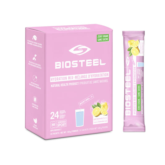 BioSteel Hydration Mix, Great Tasting Hydration with Zero Sugar, and No Artificial Flavours or Preservatives, Pink Lemonade Flavour, 24 Single Serving Packets