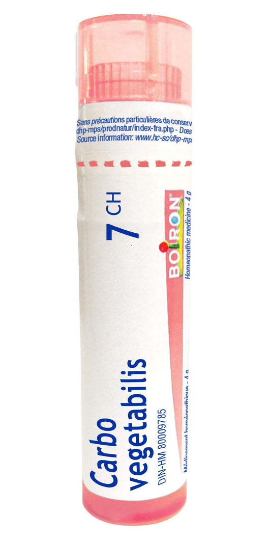 Boiron Carbo Vegetabilis 7ch Homeopathic Medicine Tube (Wax) - Pellet Form, 80 Pellets, Whole Family, Adults and Children