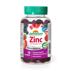 Jamieson Zinc Gummies Mixed Berry Flavour 70 Count, Maintains Immune Function & Healthy Skin