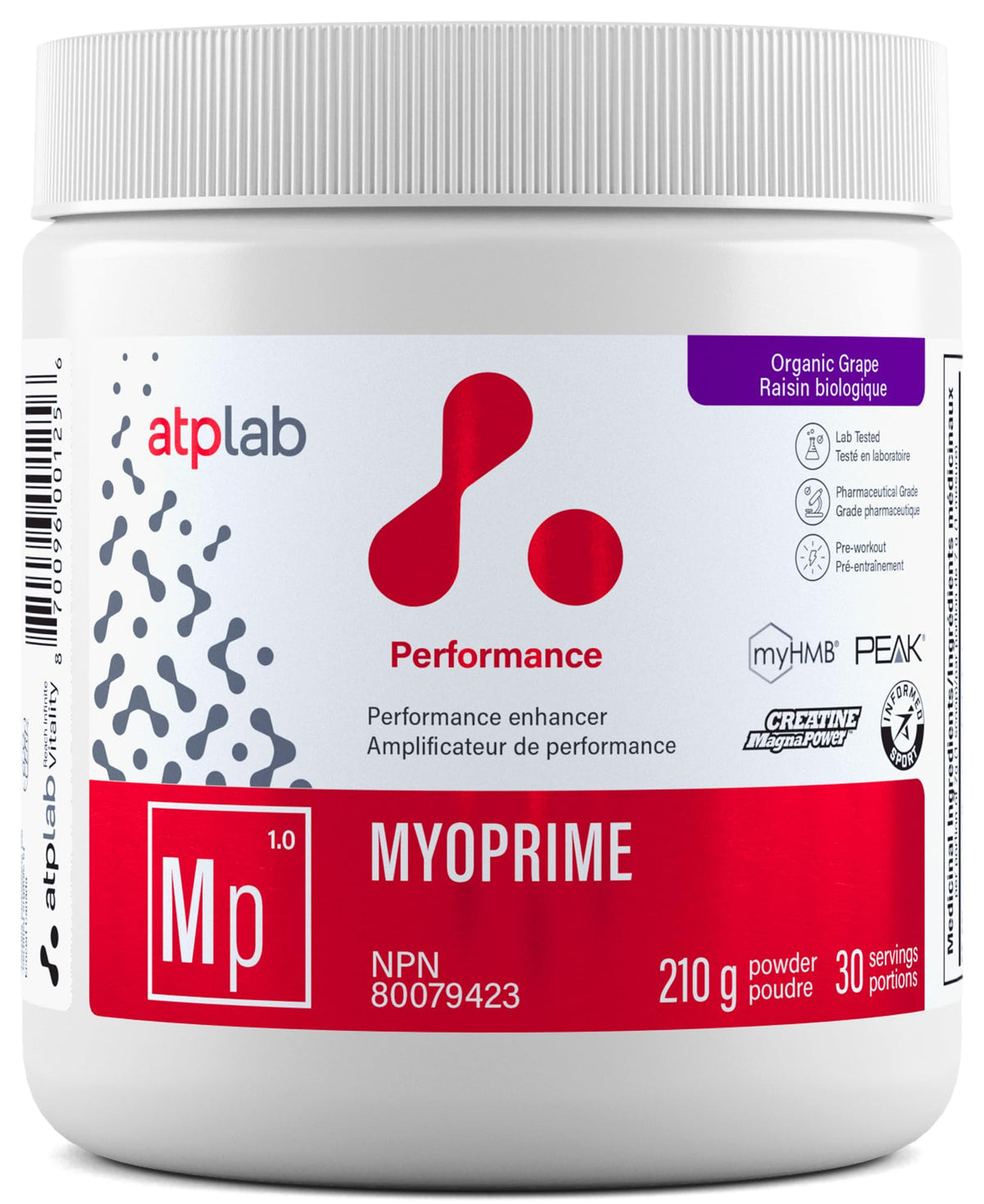 ATP LAB - Myoprime 210g (Organic Grape Flavour) - Creatine Monohydrate Powder - Creatine Protein Powder - Performance Enhancer - Reduce Protein Breakdown