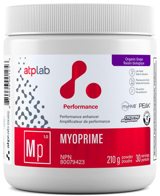 ATP LAB - Myoprime 210g (Organic Grape Flavour) - Creatine Monohydrate Powder - Creatine Protein Powder - Performance Enhancer - Reduce Protein Breakdown