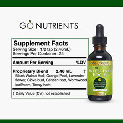 Go Nutrients Intestinal Edge - Digestive Supplement with Black Walnut Hull, Orange Peel, Lavender Flower, Gentian Root, Clove Bud, Wormwood Leaf/Stem, Non-GMO, Soy-Free - 60mL (2 oz.)