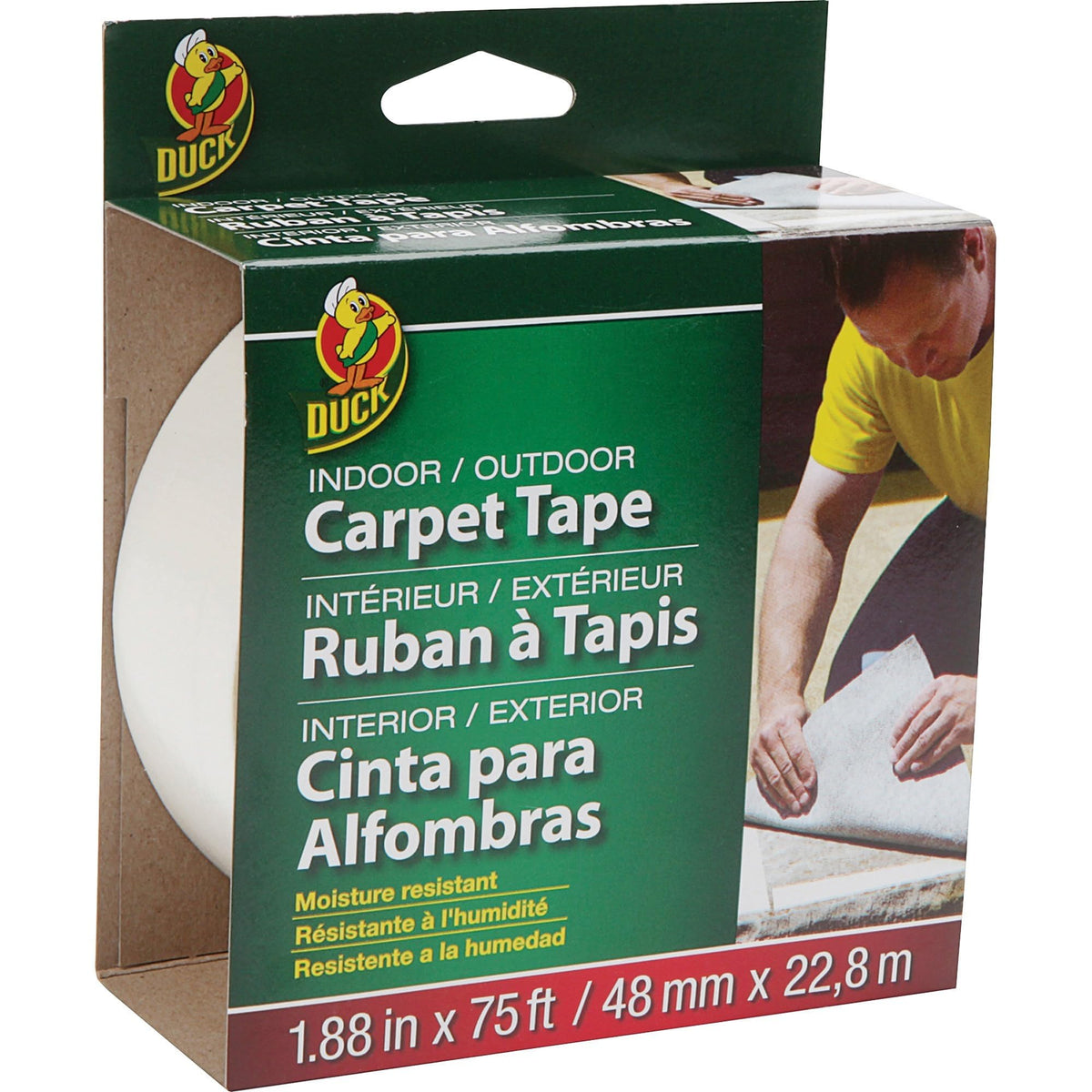 Duck 286372 Indoor/Outdoor Carpet Tape, 1.88"x 75', Single Roll