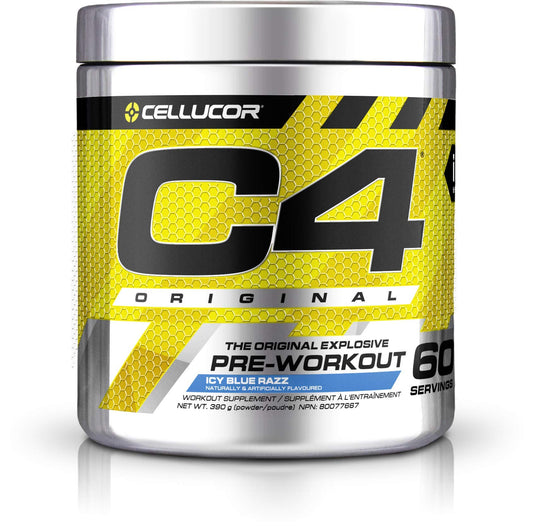 Cellucor C4 Original Pre Workout Powder - Sugar Free Preworkout Energy for Men & Women - 150mg Caffeine, Beta Alanine, Creatine - Icy Blue Razz, 60 Servings