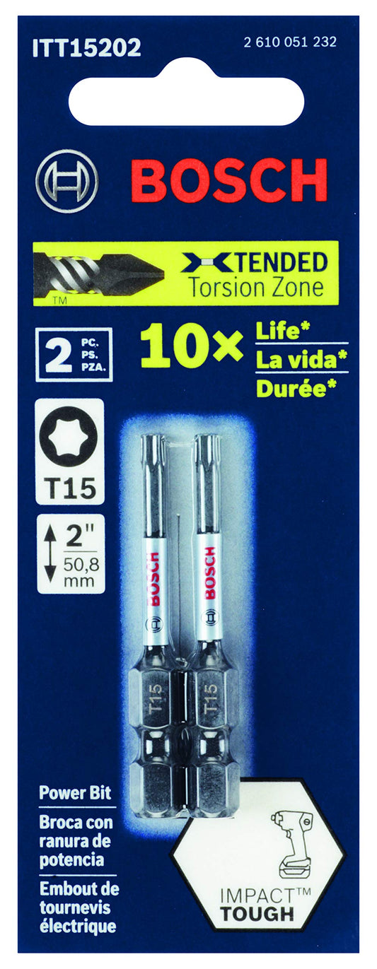 Bosch ITT152B Impact Tough 2 in. Torx #15 Power Bits