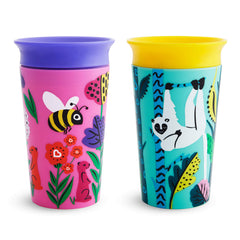 Munchkin Miracle 360˚ Wild Sippy Cup, 9 Ounce, 2 Pack, Bee/Lemur