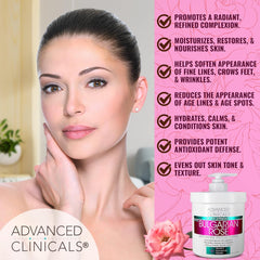 Advanced Clinicals Bulgarian Rose Anti Aging Rescue Cream Face & Body Moisturizing Skin Care Lotion, Brightening Skincare Moisturizer For Dry Skin, Age Spots, & Improving Skin Radiance, Large 16 Oz