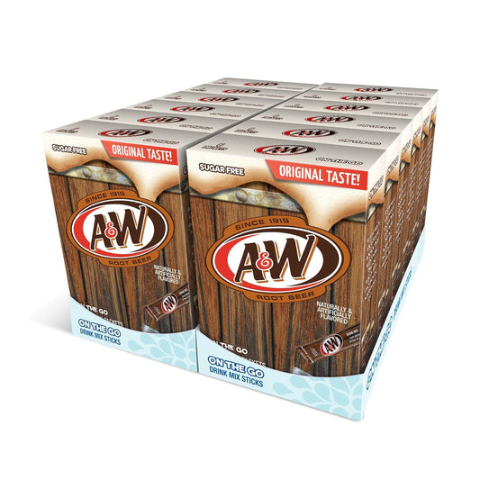 A&W, Root Beer Powder Drink Mix -6 Count (Pack of 12) Sugar Free & Delicious, Makes 72 flavored water beverages