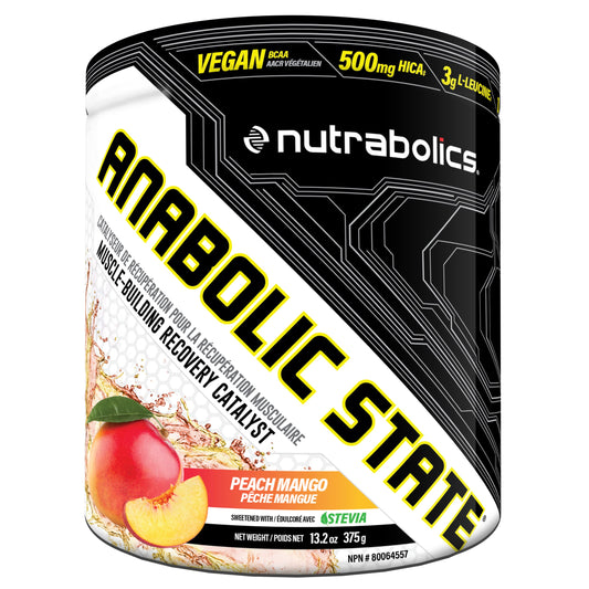 Anabolic State BCAA Peach Mango 30 Servings, Pre Post Workout Powder To Support Muscle Recovery, Glutamine,