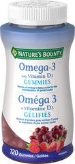 Nature's Bounty Omega 3 Fish Oil Plus Vitamin D3 Supplement, Helps In The Development And Maintenance Of Bones, 120 Gummies