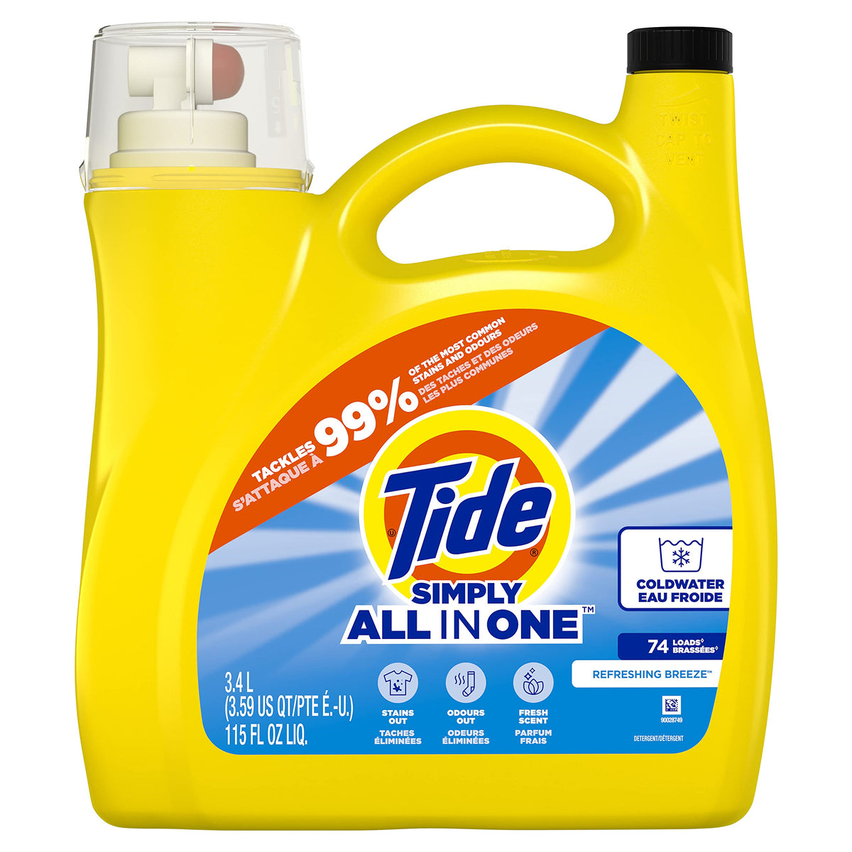 Tide Simply Clean & Fresh Liquid Laundry Detergent, Refreshing Breeze Yellow