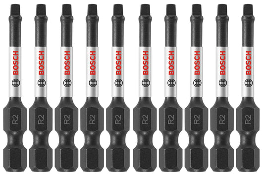 BOSCH ITSQ22B 10-Pack 2 in. Square #2 Impact Tough Screwdriving Power Bits