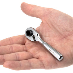 NEIKO 03002A Stubby Ratchet, 1/4 Inch Ratchet Wrench and Bit Driver, 108-Tooth Reversible Ratchet, 3.3 Degree, Mini 1/4 Ratchet Drive, Oval Head Wrench, CR-V Steel Quarter Inch Small Ratchet Wrench