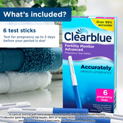 Clearblue Fertility Pregnancy Test Sticks, for use with Advanced Fertility Monitor, 6 Tests