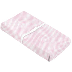 Kushies Baby 100% Breathable Cotton Flannel Contoured Changing Pad Cover with Slits for Safety Straps, 17" x 33" Pink Lattice