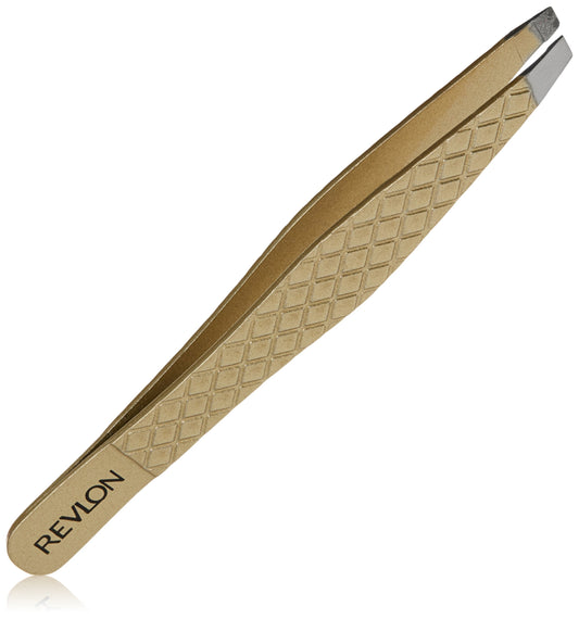 Revlon Hair Removal Tweezer, Gold Series Slant Titanium Coated, Diamond Particles For Maximum Grip, High Precision Tweezers for Men, Women & Kids ( Pack of 1)