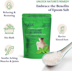 Alibi Spearmint and Menthol Magnesium Solfate Epsom Salt Bath 454G - Reaselable Bag