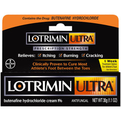 Lotrimin Ultra 1 Week Athlete's Foot Treatment, Prescription Strength Butenafine Hydrochloride 1%, Cures Most Athlete’s Foot Between Toes, Cream, 1.1 Oz