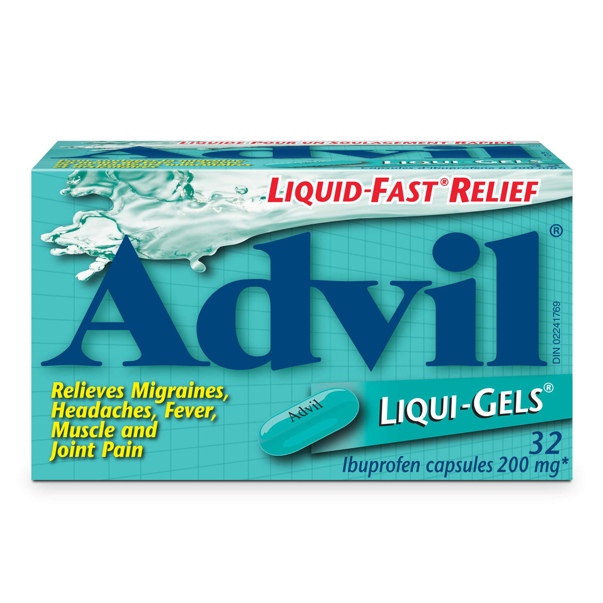 Advil Regular Strength Ibuprofen Pain Relief Liquid-Gels, Fast Acting Pain Relief for Migraine, Back, Neck, Joint, and Muscle Relief, 200mg (32 Count)