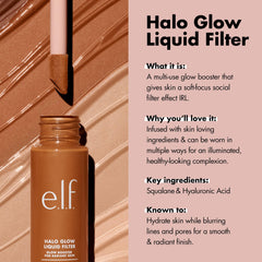 e.l.f. Halo Glow Liquid Filter, Complexion Booster For A Glowing, Soft-Focus Look, Infused With Hyaluronic Acid, Vegan & Cruelty-Free, 4 Medium