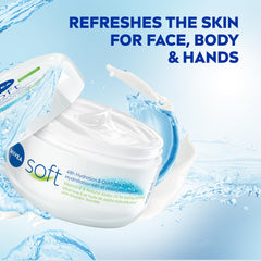 NIVEA Soft All-Purpose Moisturizing Cream, Face, Hand and Body Cream, Non-Greasy, Lightweight Moisturizer Provides 48-Hour Hydration for All Skin Types, 300mL