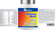 CanPrev Immuno Multi | 90 v-caps | N-Acetyl-Cysteine + Resveratrol | 21 Essential Vitamins and Minerals along with 10 Powerful Antioxidants l Advanced Daily Multivitamin